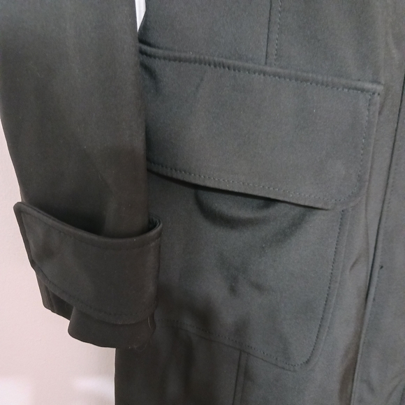 Womens rain jacket small Black 2 way zippered snaps pockets hood roomy warm - Picture 4 of 8